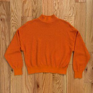 Orange Mock Neck Cotton Sweater | X-Small